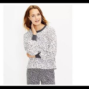 Lou & Grey Flower Terry White Grey Sweatshirt Top Size S